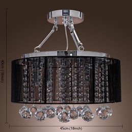 Μοντέρνο Crystal Flush Mount με 5 Lights Black Fabric Shade