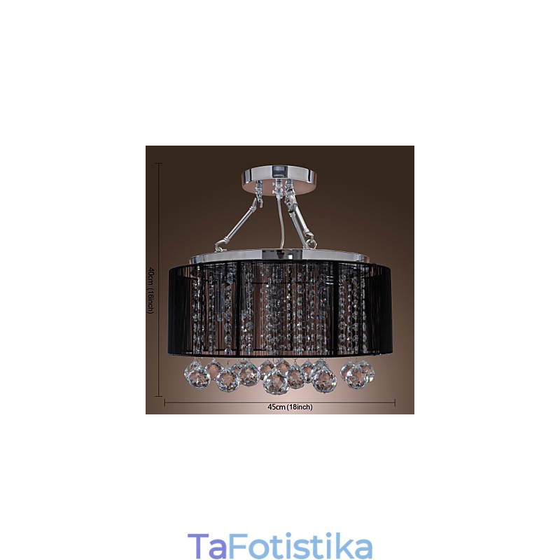 Μοντέρνο Crystal Flush Mount με 5 Lights Black Fabric Shade