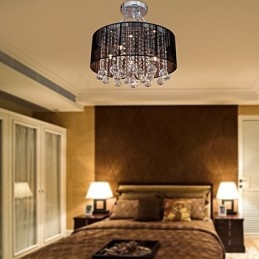 Μοντέρνο Crystal Flush Mount με 5 Lights Black Fabric Shade