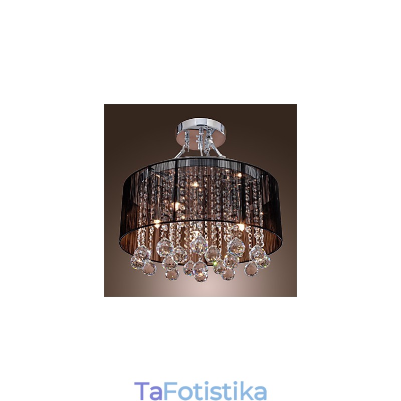 Μοντέρνο Crystal Flush Mount με 5 Lights Black Fabric Shade