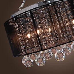 Μοντέρνο Crystal Flush Mount με 5 Lights Black Fabric Shade