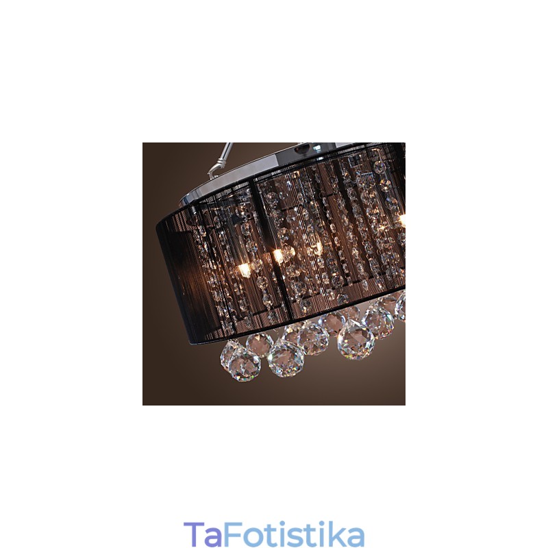 Μοντέρνο Crystal Flush Mount με 5 Lights Black Fabric Shade