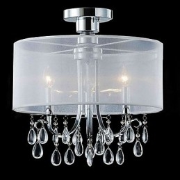 Κομψή βάση Crystal Flush με 3 φώτα σε υφασμάτινη απόχρωση