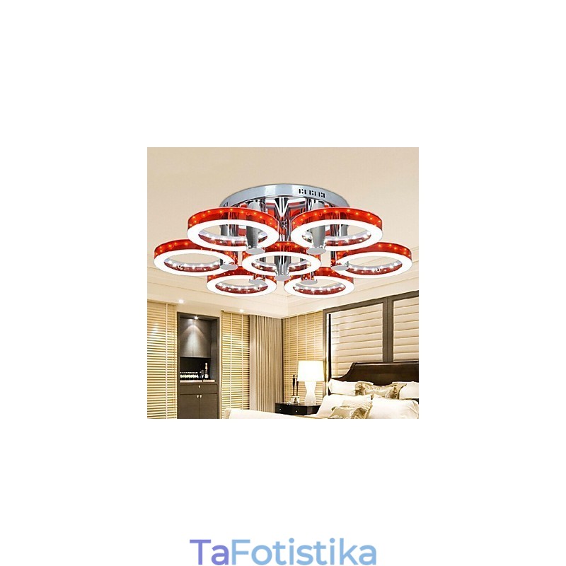 Κόκκινος ακρυλικός πολυέλαιος με 7 φωτάκια (Χρώμιο)