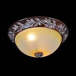 Flush Mount ανοιχτό λευκό κίτρινο γυαλί ασημί σκάλισμα European Classic