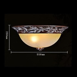 Flush Mount ανοιχτό λευκό κίτρινο γυαλί ασημί σκάλισμα European Classic
