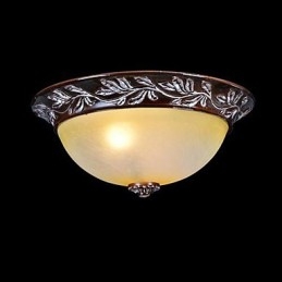 Flush Mount ανοιχτό λευκό κίτρινο γυαλί ασημί σκάλισμα European Classic