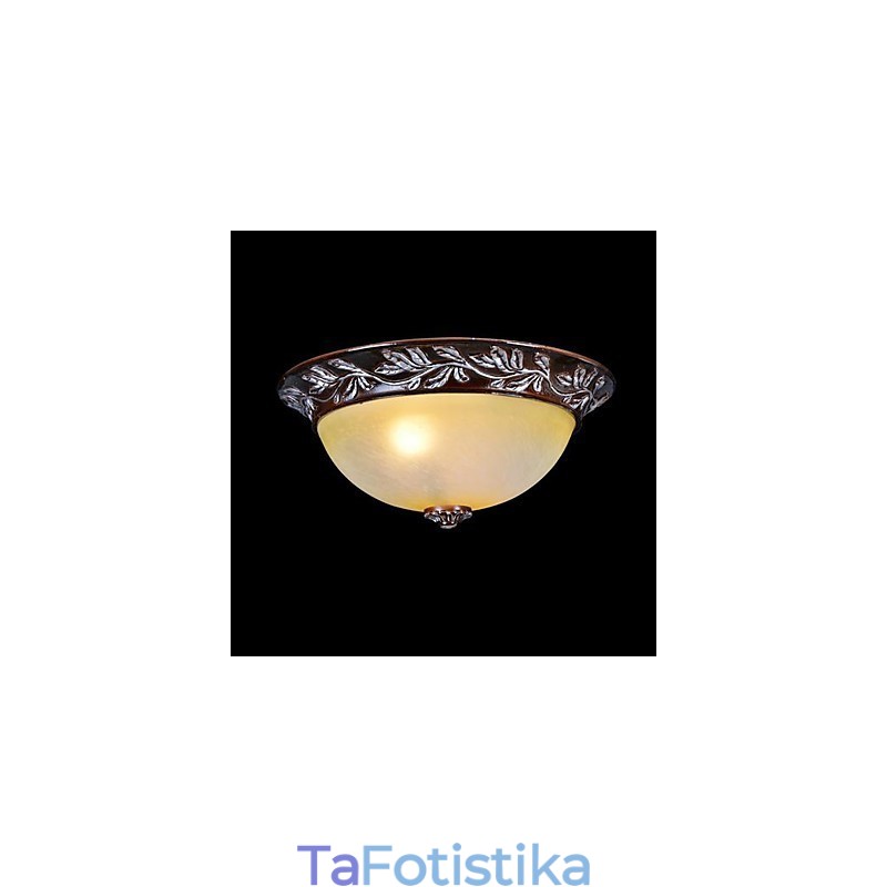 Flush Mount ανοιχτό λευκό κίτρινο γυαλί ασημί σκάλισμα European Classic