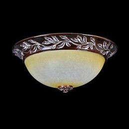 Flush Mount ανοιχτό λευκό κίτρινο γυαλί ασημί σκάλισμα European Classic