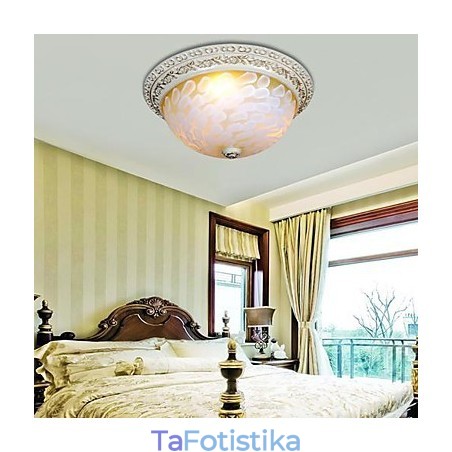 White Flush Mount Light μοτίβο γυαλιού ρητίνης Gold Carving European Classic White Flush Mount Light μοτίβο γυαλιού ρητίνης Gold Carving European Classic