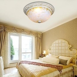 White Flush Mount Light μοτίβο γυαλιού ρητίνης Gold Carving European Classic