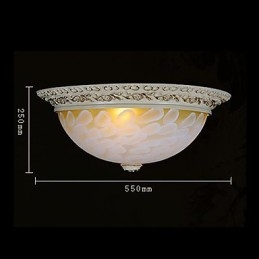 White Flush Mount Light μοτίβο γυαλιού ρητίνης Gold Carving European Classic
