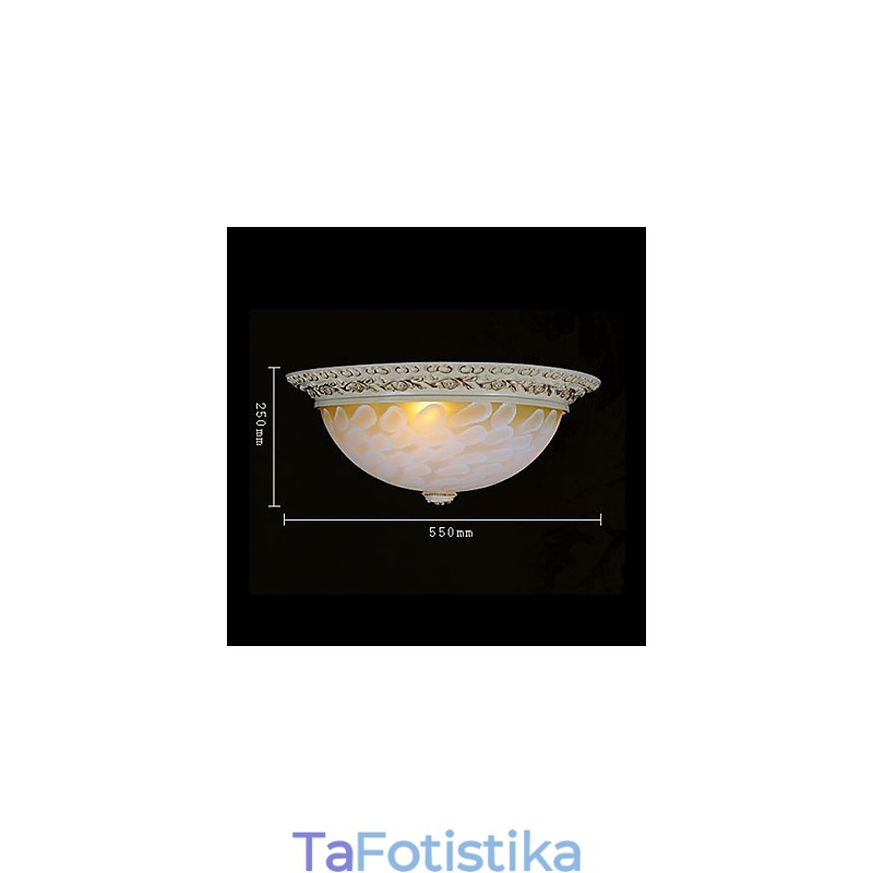 White Flush Mount Light μοτίβο γυαλιού ρητίνης Gold Carving European Classic