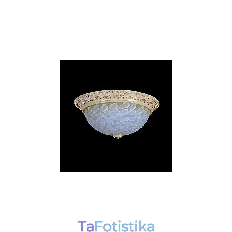 White Flush Mount Light μοτίβο γυαλιού ρητίνης Gold Carving European Classic