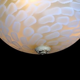 White Flush Mount Light μοτίβο γυαλιού ρητίνης Gold Carving European Classic