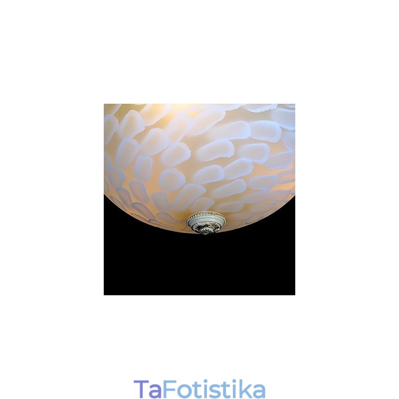 White Flush Mount Light μοτίβο γυαλιού ρητίνης Gold Carving European Classic