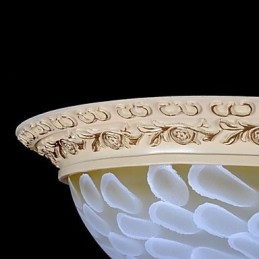 White Flush Mount Light μοτίβο γυαλιού ρητίνης Gold Carving European Classic