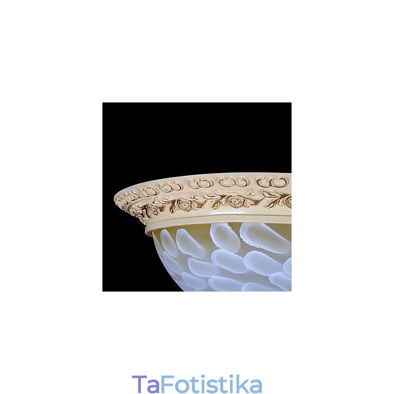 White Flush Mount Light μοτίβο γυαλιού ρητίνης Gold Carving European Classic