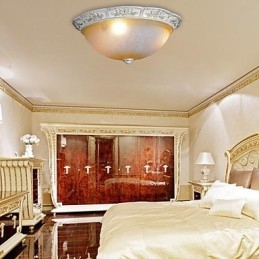 White Flush Mount Ανοιχτό κίτρινο λευκό γυαλί ρητίνης μοτίβο σκάλισμα European Classic