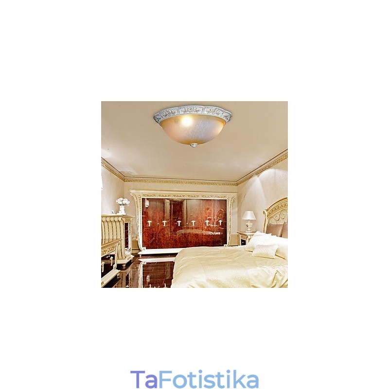 White Flush Mount Ανοιχτό κίτρινο λευκό γυαλί ρητίνης μοτίβο σκάλισμα European Classic