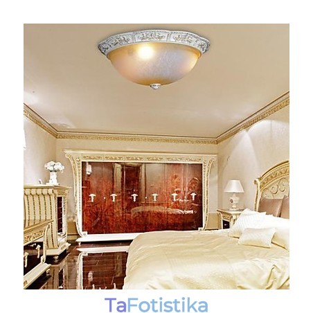 White Flush Mount Ανοιχτό κίτρινο λευκό γυαλί ρητίνης μοτίβο σκάλισμα European Classic White Flush Mount Ανοιχτό κίτρινο λευκό γυαλί ρητίνης μοτίβο σκάλισμα European Classic