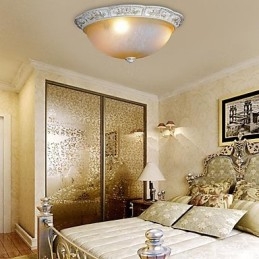 White Flush Mount Ανοιχτό κίτρινο λευκό γυαλί ρητίνης μοτίβο σκάλισμα European Classic