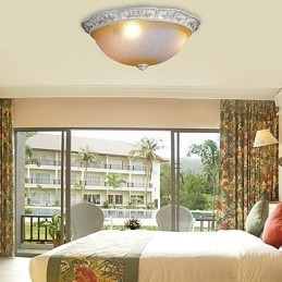 White Flush Mount Ανοιχτό κίτρινο λευκό γυαλί ρητίνης μοτίβο σκάλισμα European Classic