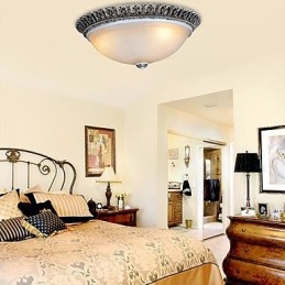 Σκούρο καφέ Flush Mount Ανοιχτό γυάλινο μοτίβο ρητίνης σκάλισμα European Classic