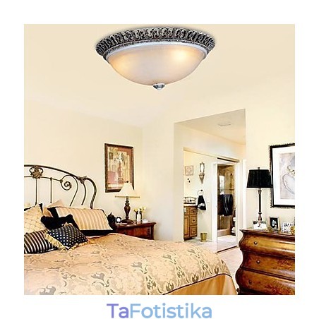 Σκούρο καφέ Flush Mount Ανοιχτό γυάλινο μοτίβο ρητίνης σκάλισμα European Classic Σκούρο καφέ Flush Mount Ανοιχτό γυάλινο μοτίβο ρητίνης σκάλισμα European Classic