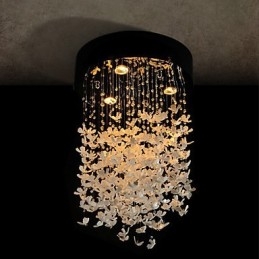 Μοντέρνα ημι-χωνευτή βάση με 3 Lights Butterfly Featured Shade