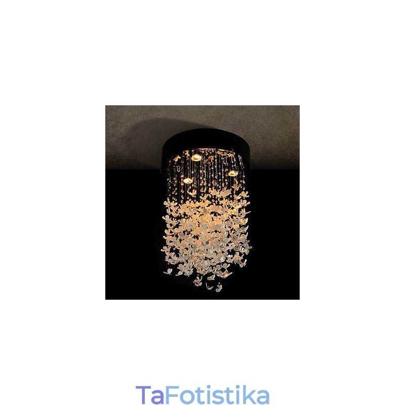 Μοντέρνα ημι-χωνευτή βάση με 3 Lights Butterfly Featured Shade