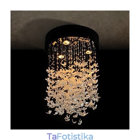 Μοντέρνα ημι-χωνευτή βάση με 3 Lights Butterfly Featured Shade Μοντέρνα ημι-χωνευτή βάση με 3 Lights Butterfly Featured Shade
