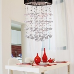 Μοντέρνα ημι-χωνευτή βάση με 3 Lights Butterfly Featured Shade