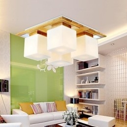 Φωτιστικό Οροφής Oak Four Lights Oak and Glass 220~240V (HY9024)