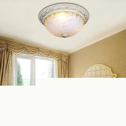 White Flush Mount Light μοτίβο γυαλιού ρητίνης Gold Carving European Classic