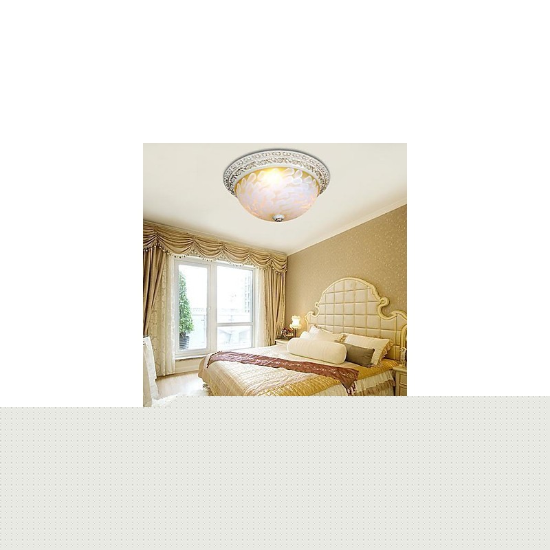 White Flush Mount Light μοτίβο γυαλιού ρητίνης Gold Carving European Classic
