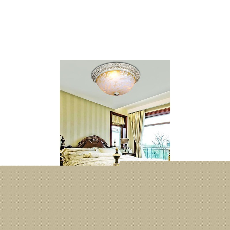 White Flush Mount Light μοτίβο γυαλιού ρητίνης Gold Carving European Classic