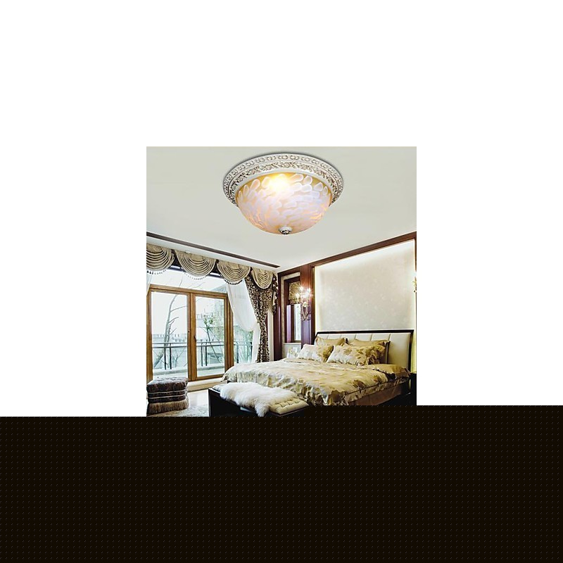 White Flush Mount Light μοτίβο γυαλιού ρητίνης Gold Carving European Classic