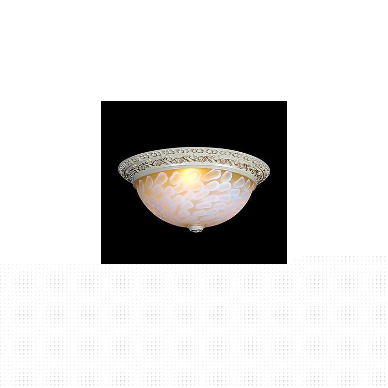 White Flush Mount Light μοτίβο γυαλιού ρητίνης Gold Carving European Classic