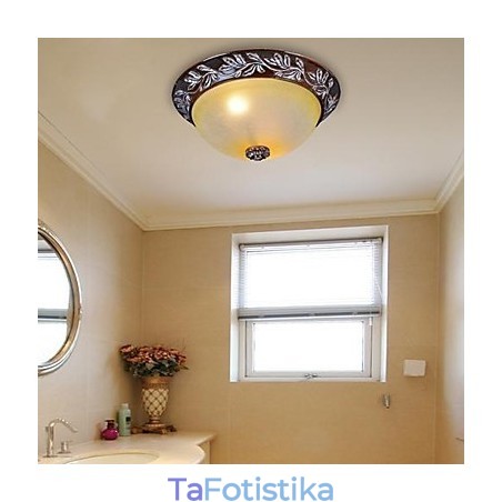Flush Mount ανοιχτό λευκό κίτρινο γυαλί ασημί σκάλισμα European Classic Flush Mount ανοιχτό λευκό κίτρινο γυαλί ασημί σκάλισμα European Classic