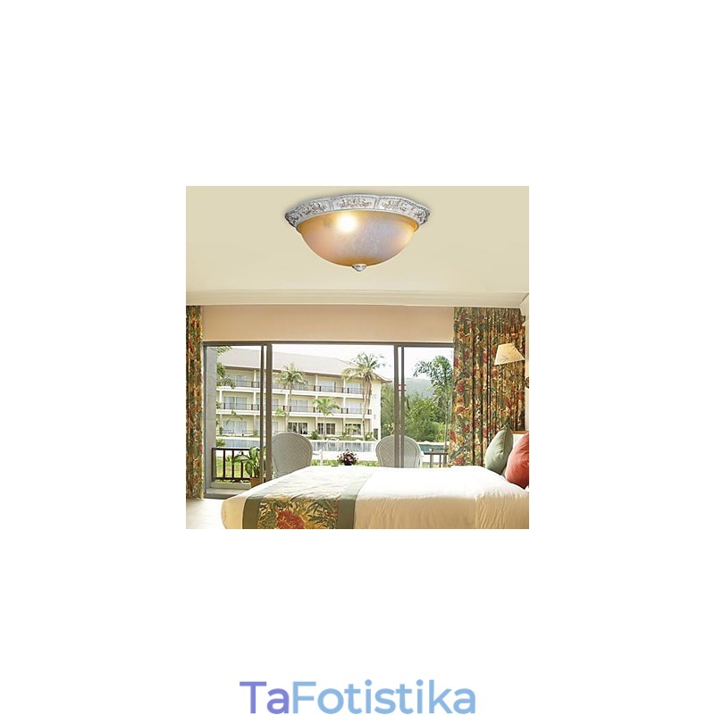 White Flush Mount Ανοιχτό κίτρινο λευκό γυαλί ρητίνης μοτίβο σκάλισμα European Classic