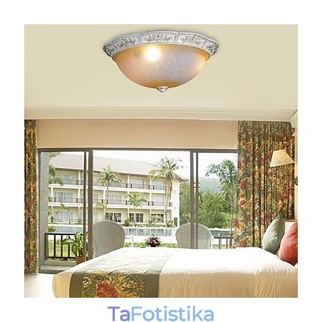 White Flush Mount Ανοιχτό κίτρινο λευκό γυαλί ρητίνης μοτίβο σκάλισμα European Classic White Flush Mount Ανοιχτό κίτρινο λευκό γυαλί ρητίνης μοτίβο σκάλισμα European Classic