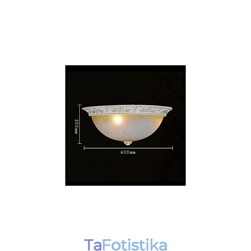 White Flush Mount Ανοιχτό κίτρινο λευκό γυαλί ρητίνης μοτίβο σκάλισμα European Classic