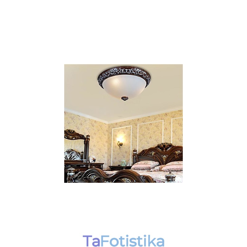 Flush Mount Light Glass Resin Silver Carving European Classic