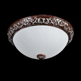 Flush Mount Light Glass Resin Silver Carving European Classic