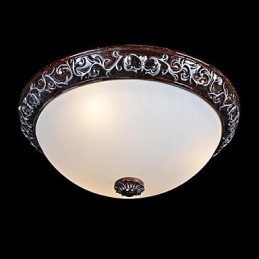 Flush Mount Light Glass Resin Silver Carving European Classic