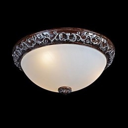 Flush Mount Light Glass Resin Silver Carving European Classic