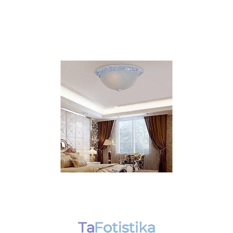 White Flush Mount Light Glass Resin Carving European Classic