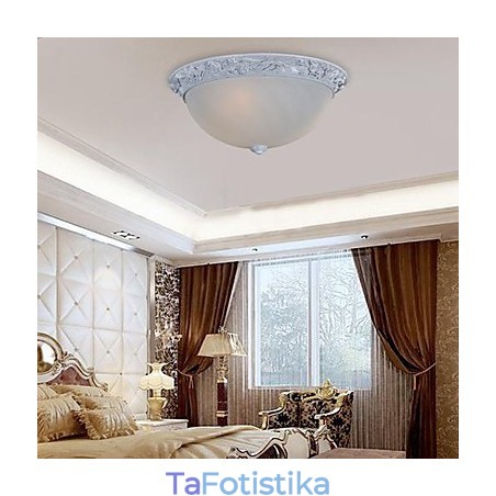 White Flush Mount Light Glass Resin Carving European Classic White Flush Mount Light Glass Resin Carving European Classic