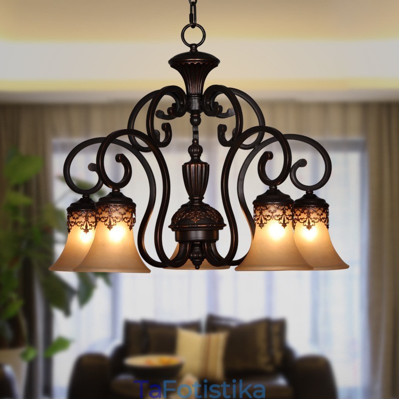 Vintage Country Island Painting Metal Chandelier Flush Mount